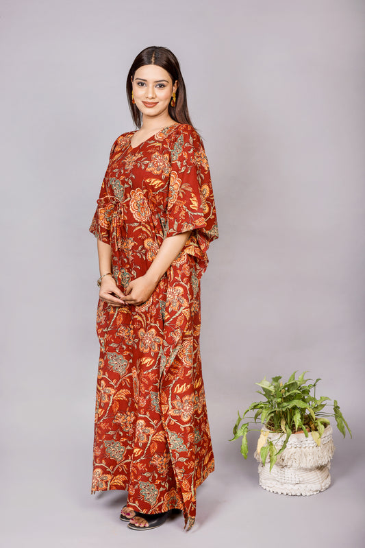 Artisan handblock Print Maxi Kaftan Dress