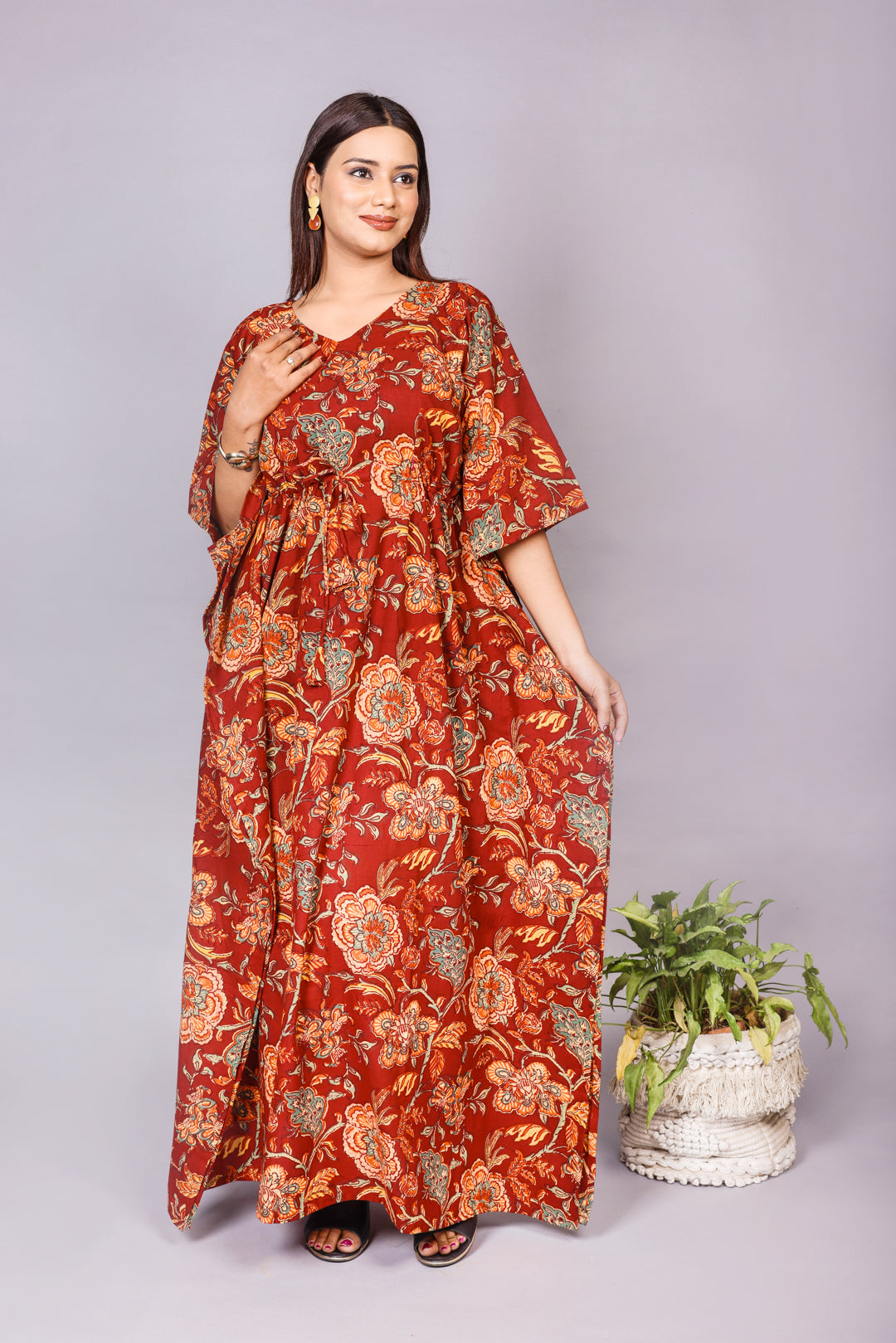 Artisan handblock Print Maxi Kaftan Dress