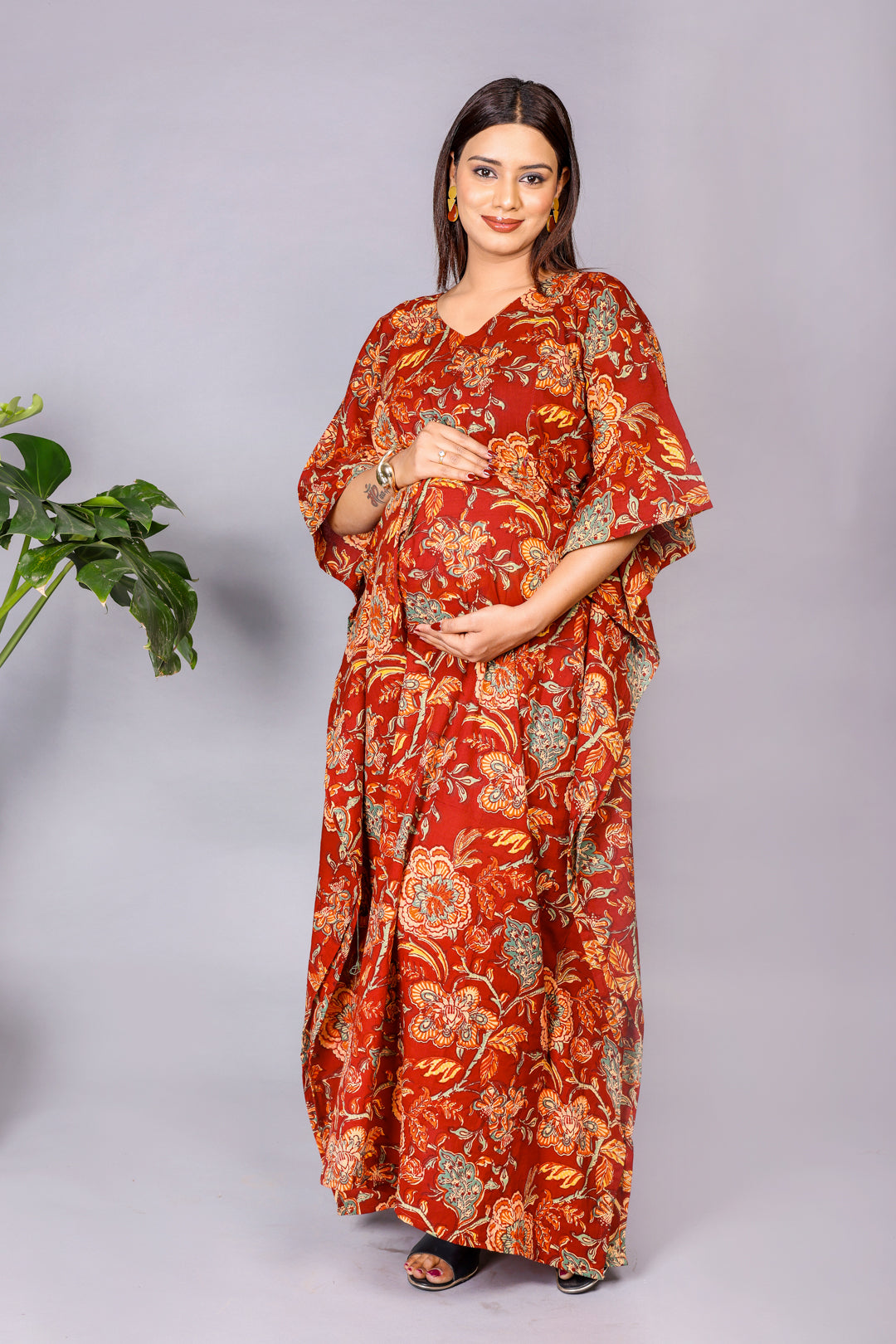 Artisan handblock Print Maxi Kaftan Dress