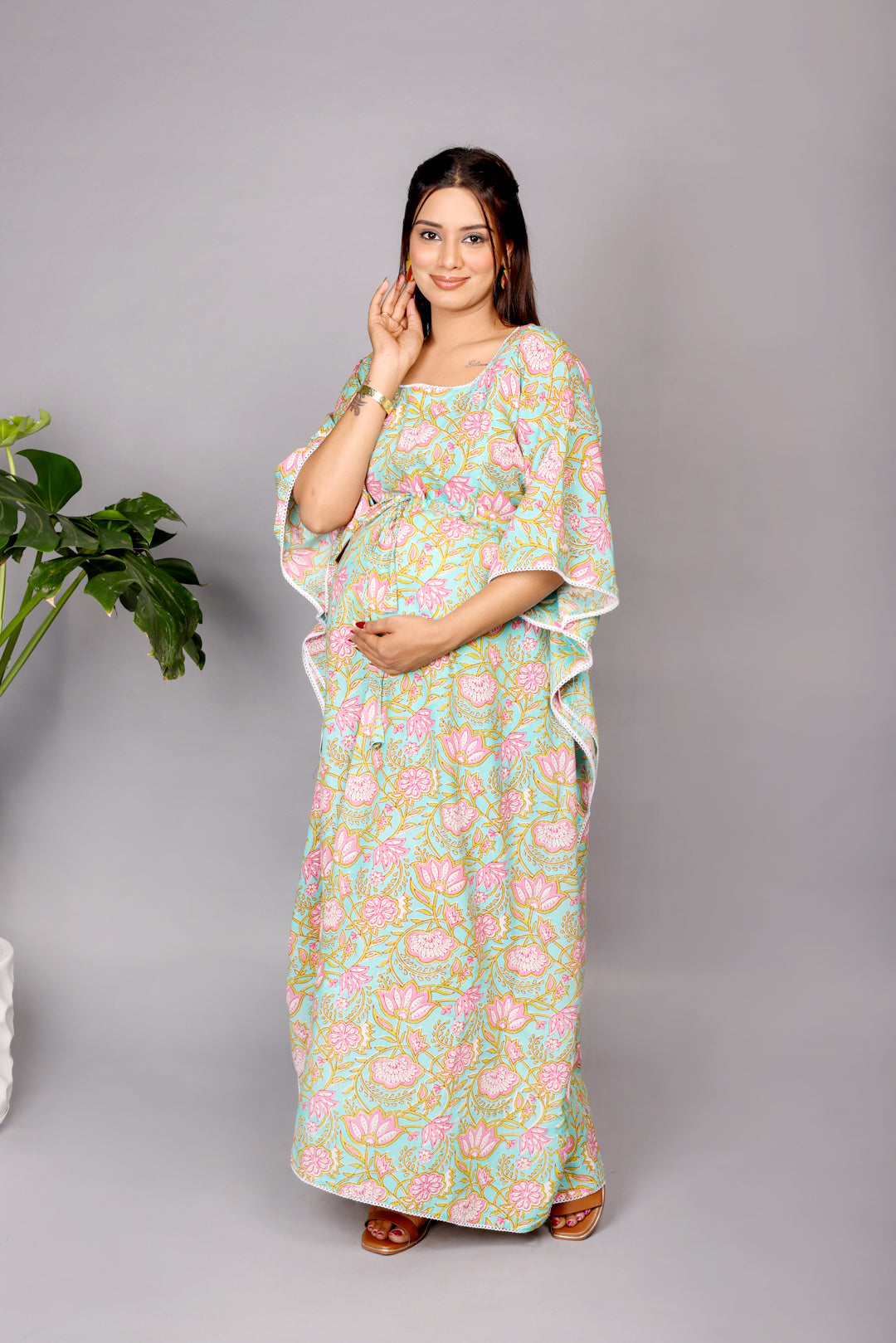 Pink Nursing Kaftan & Jaipur Floral Baby Outfit