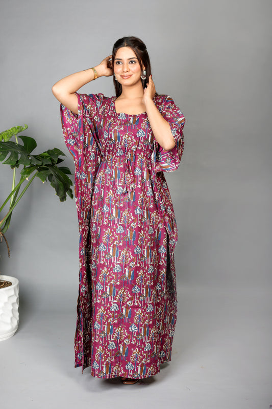 purple leaf kaftan
