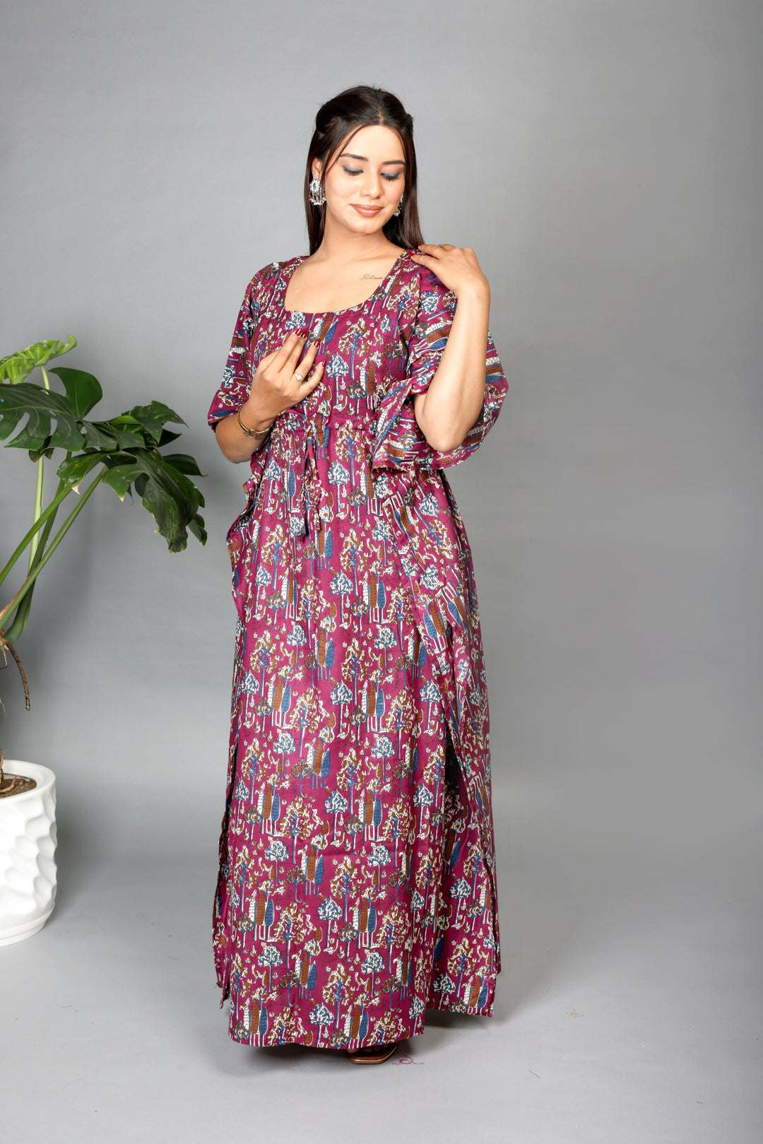 purple leaf kaftan
