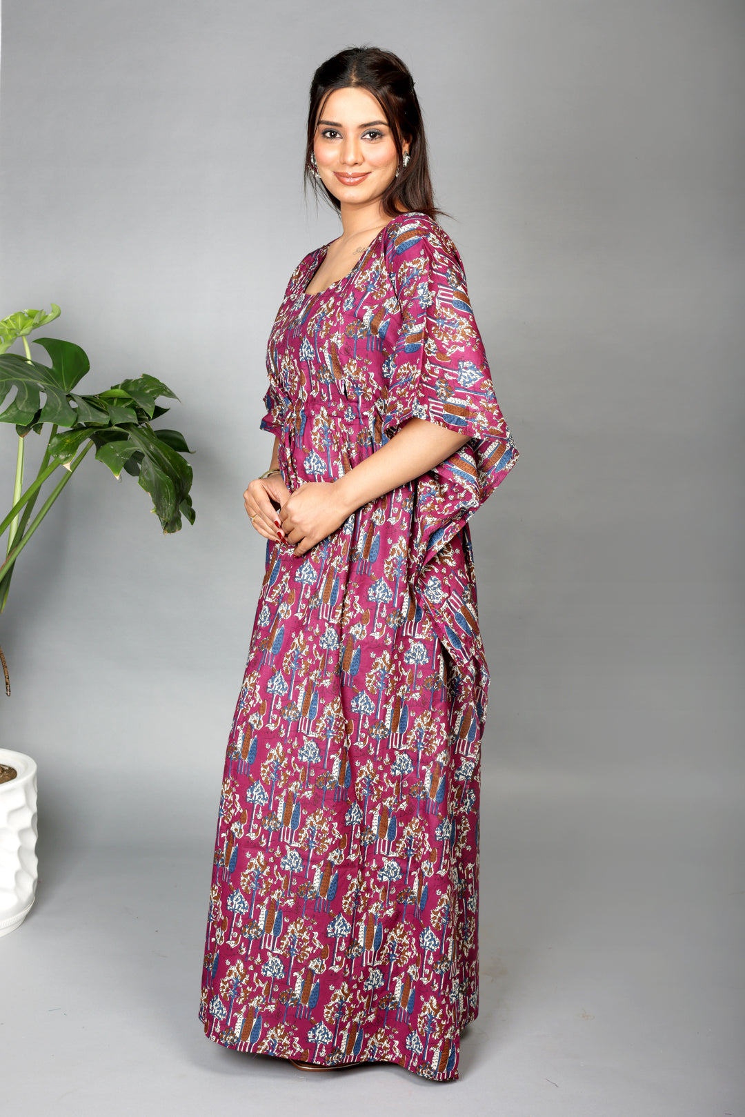 purple leaf kaftan