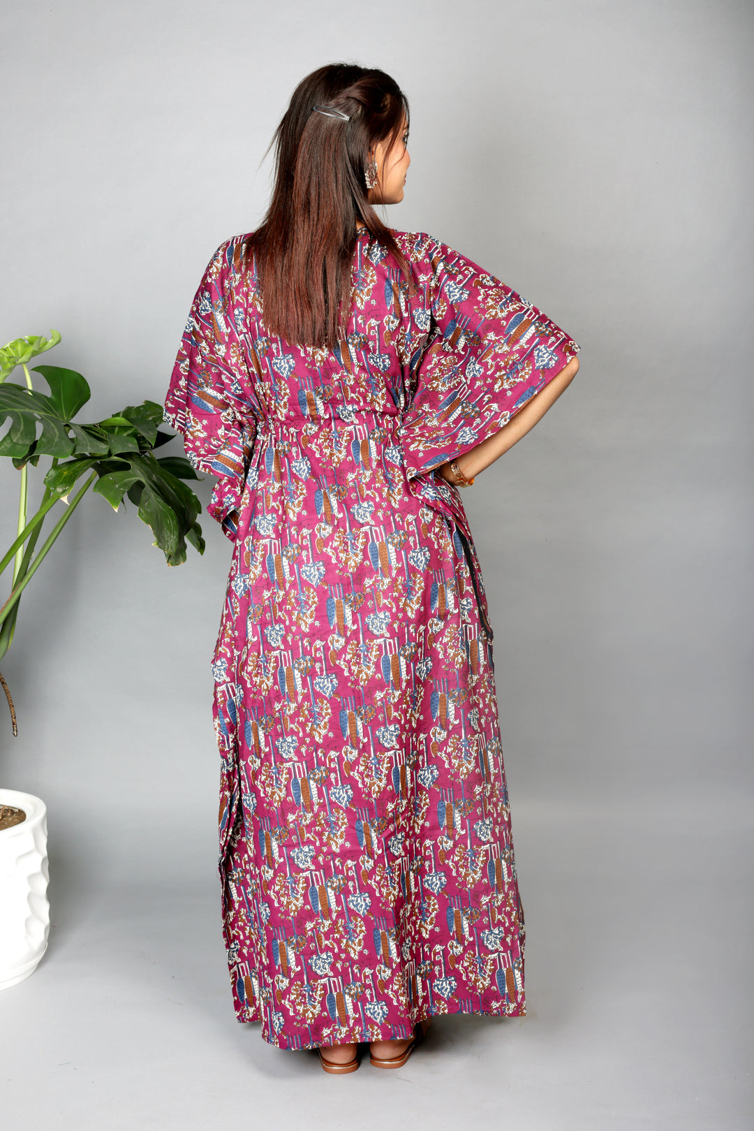 purple leaf kaftan