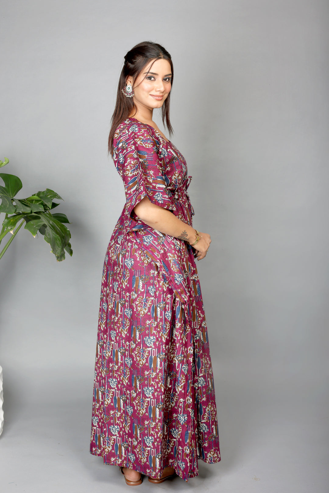 purple leaf kaftan