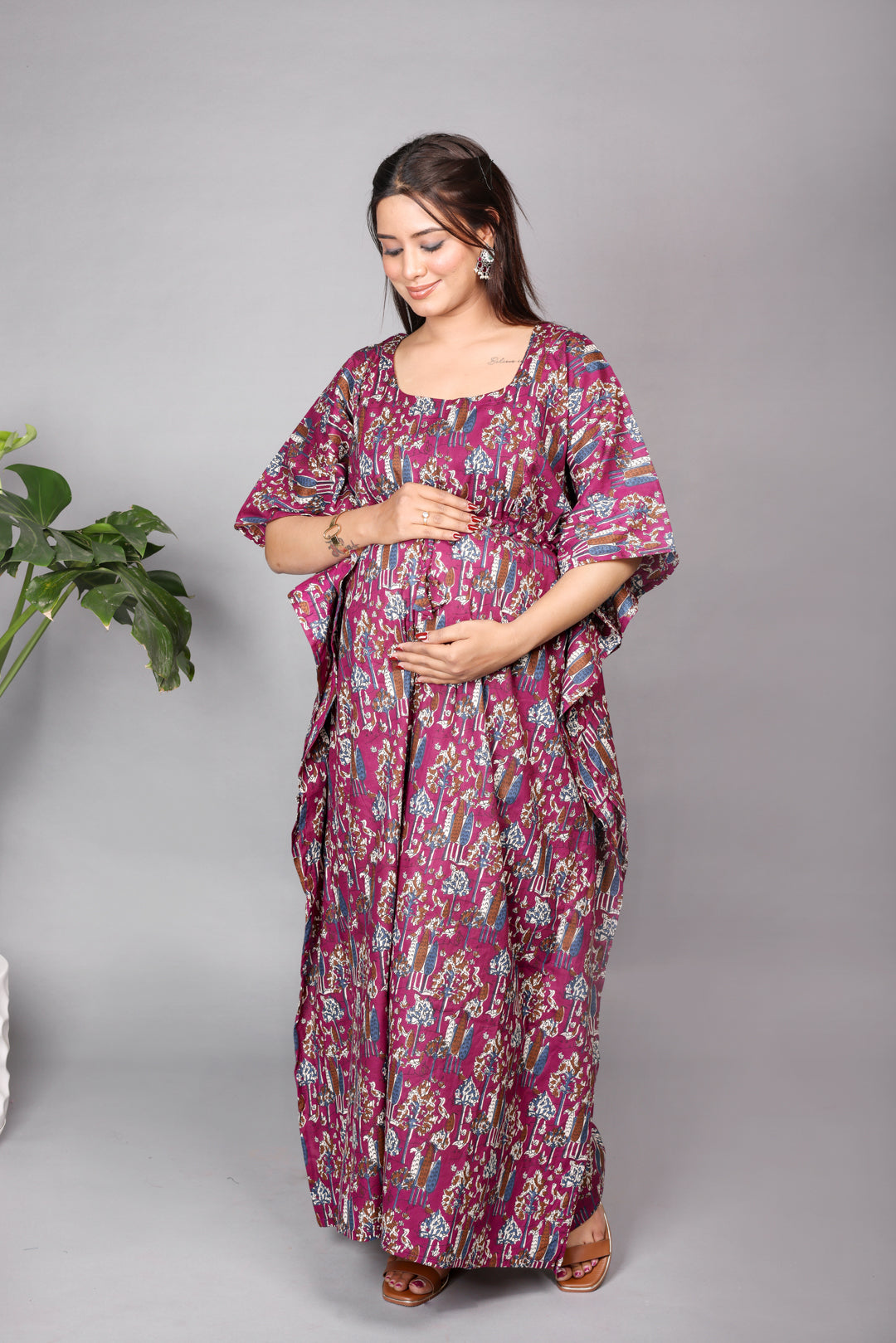 purple leaf kaftan