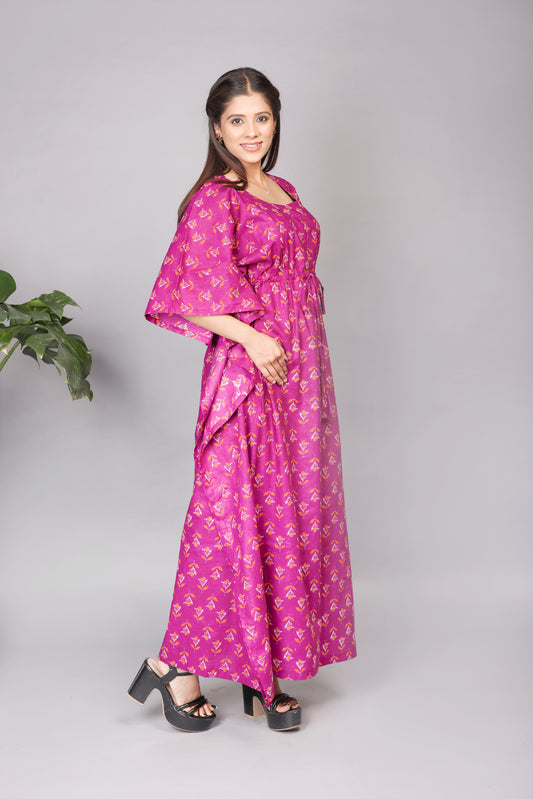 Pink Nursing Kaftan & Royal Magenta Baby Outfit