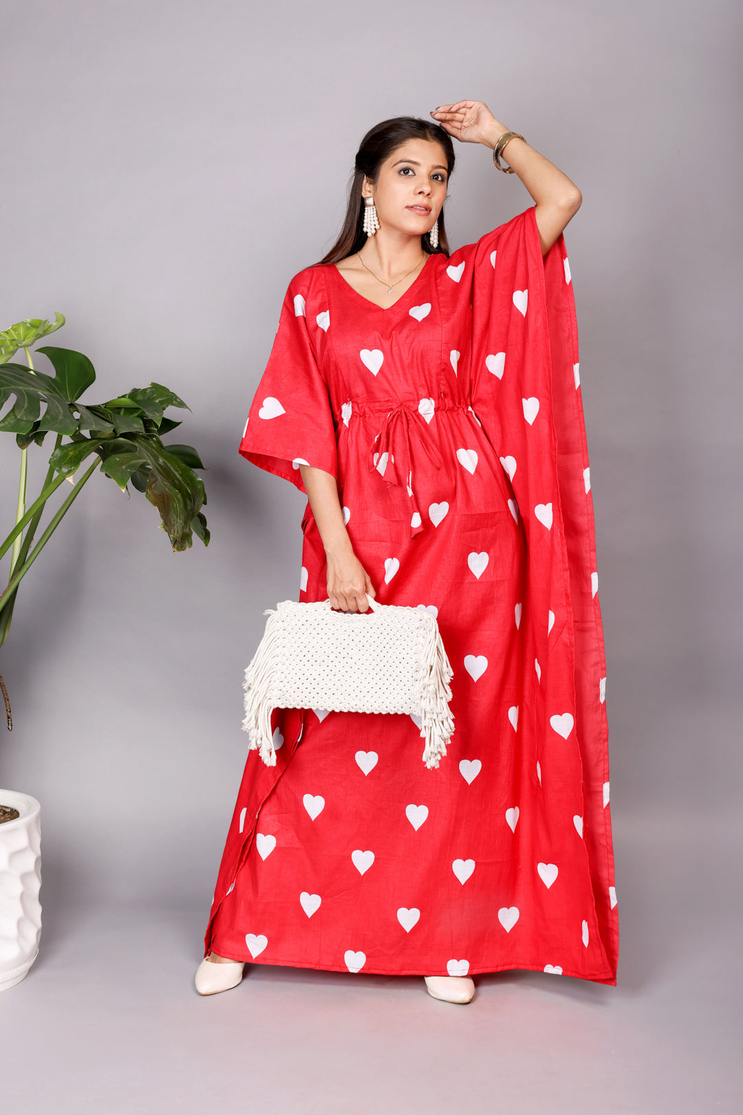 Blooming Red Kaftan & Red Heart Baby Outfit