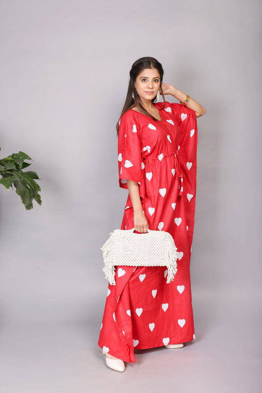 Blooming Red Kaftan & Red Heart Baby Outfit
