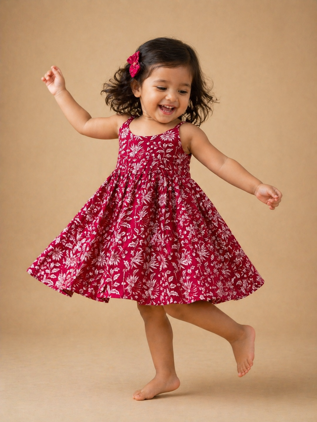 Crimson Bloom Twirl Dress ❤️