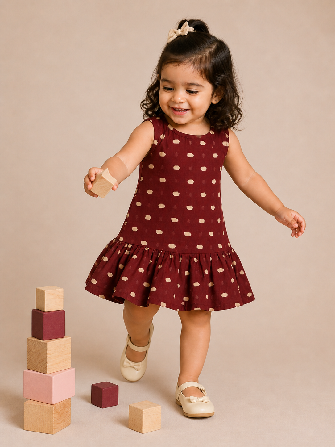 Maroon Dot Twirl Dress