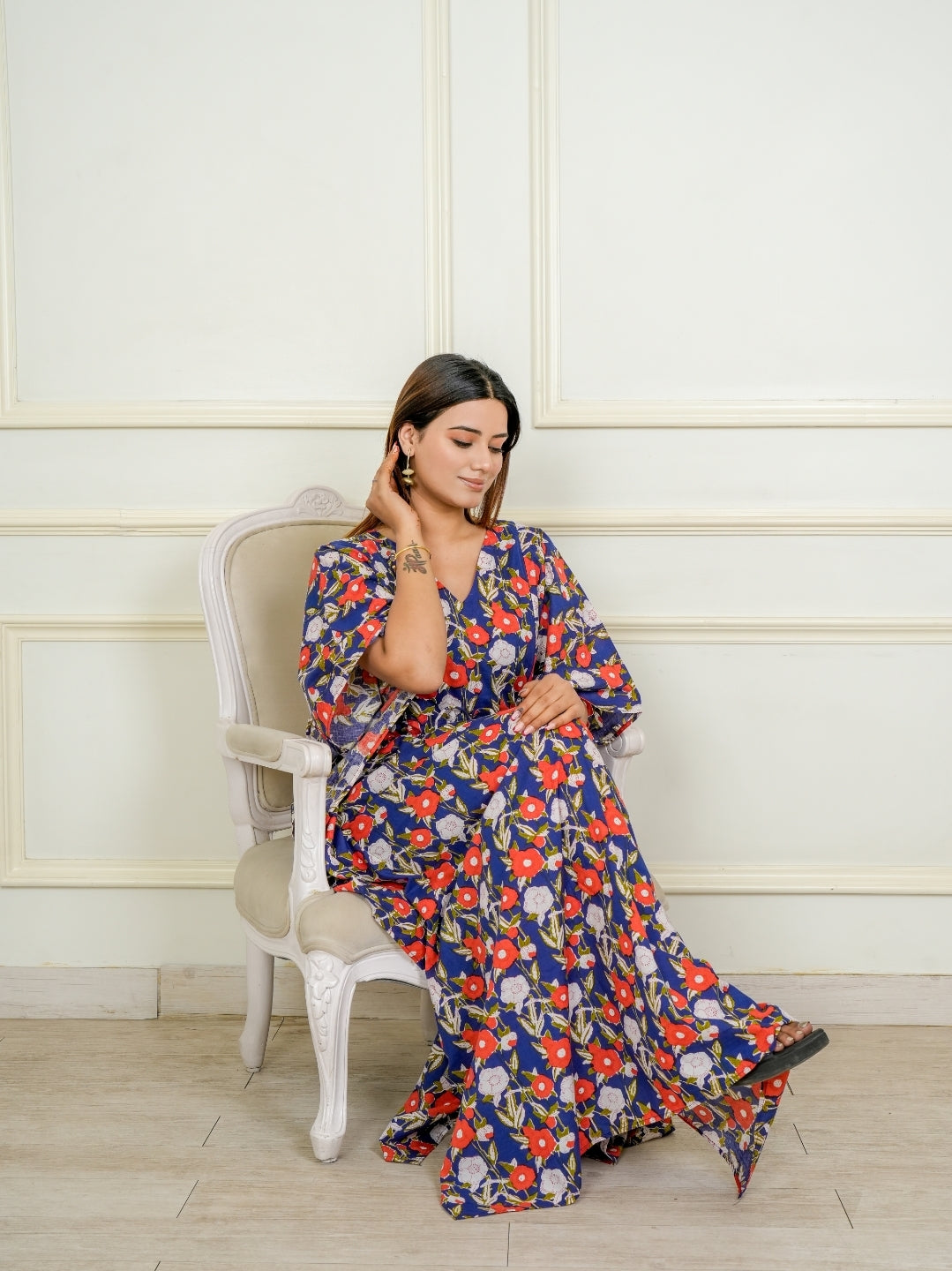 Ocean blue maternity kaftan