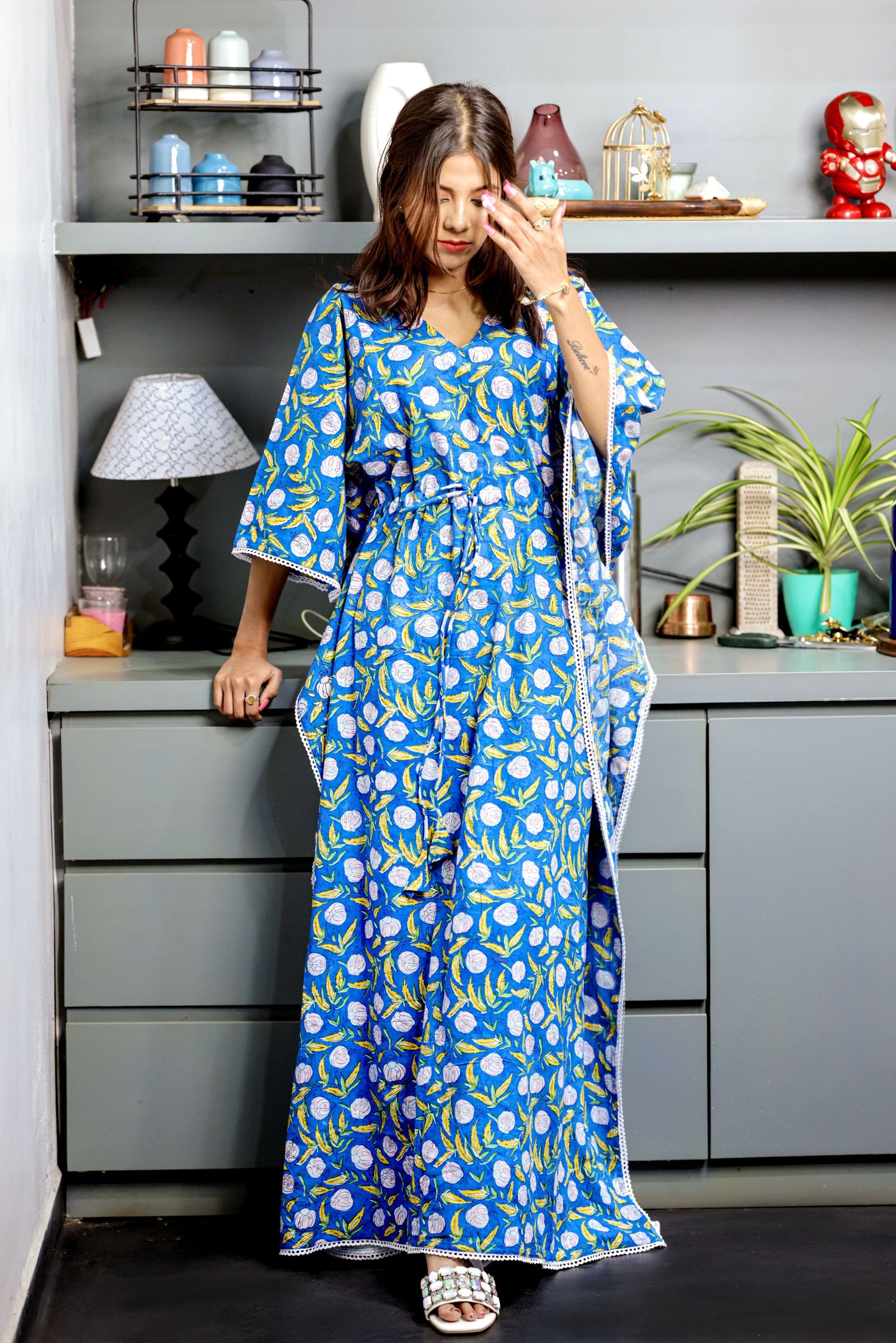 Turquoise Kaftan & Blue Botanical Baby Set
