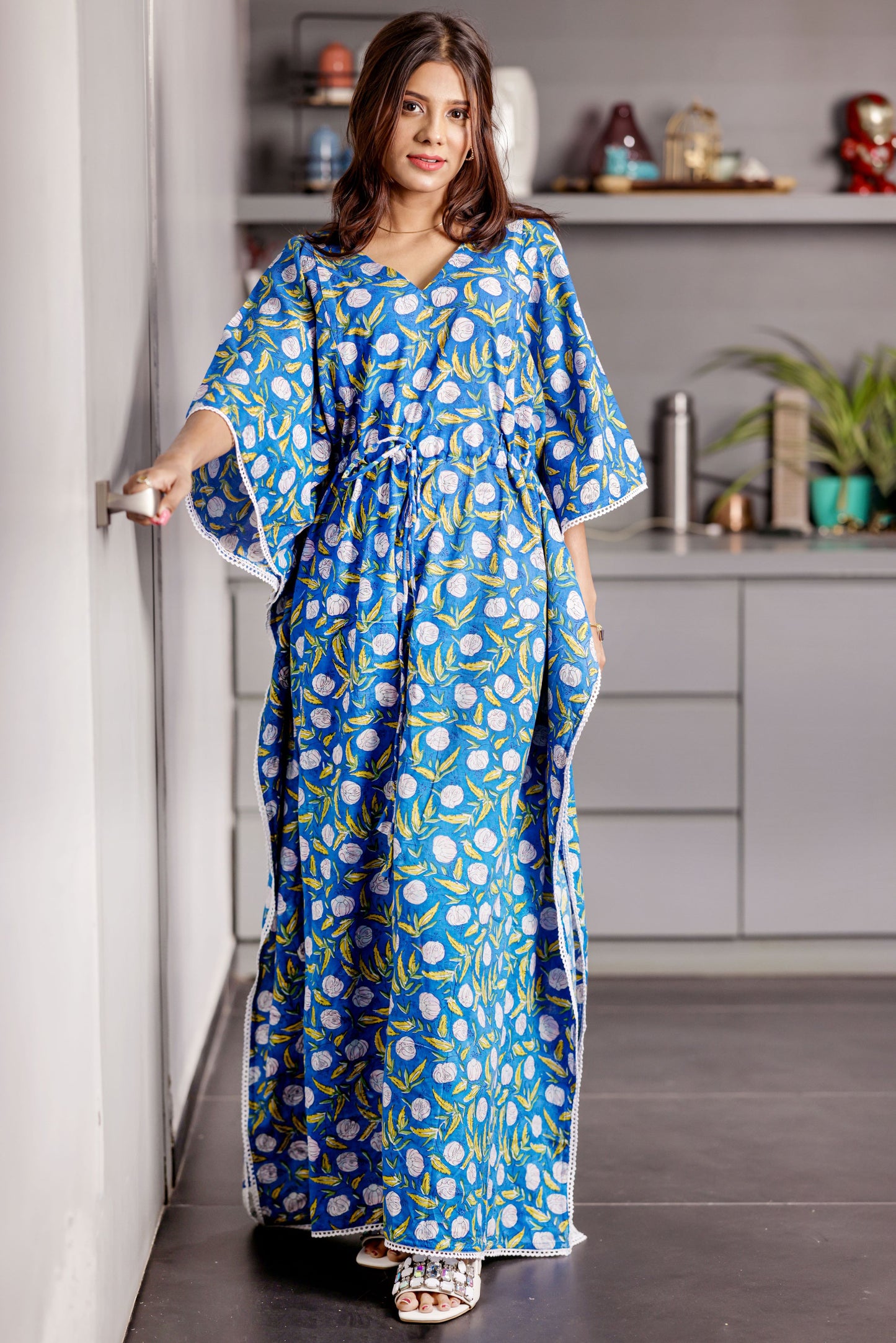 Turquoise Kaftan & Blue Botanical Baby Set