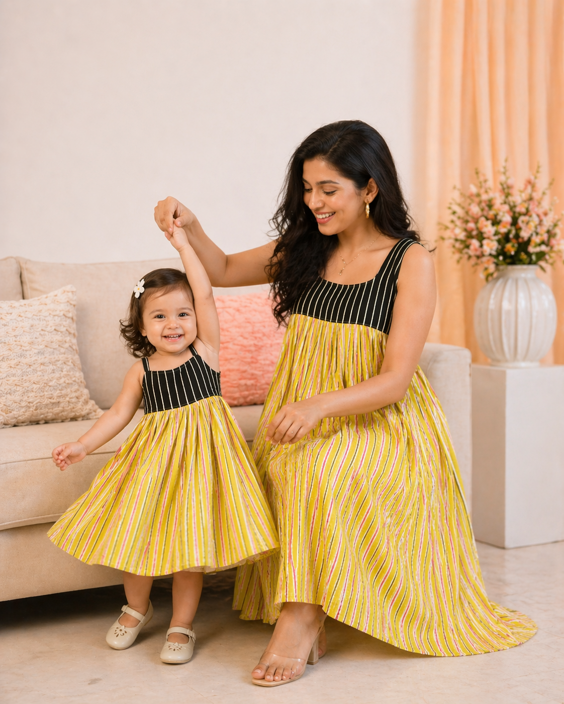 Sunshine Stripes Mommy & Me Matching Dress Set