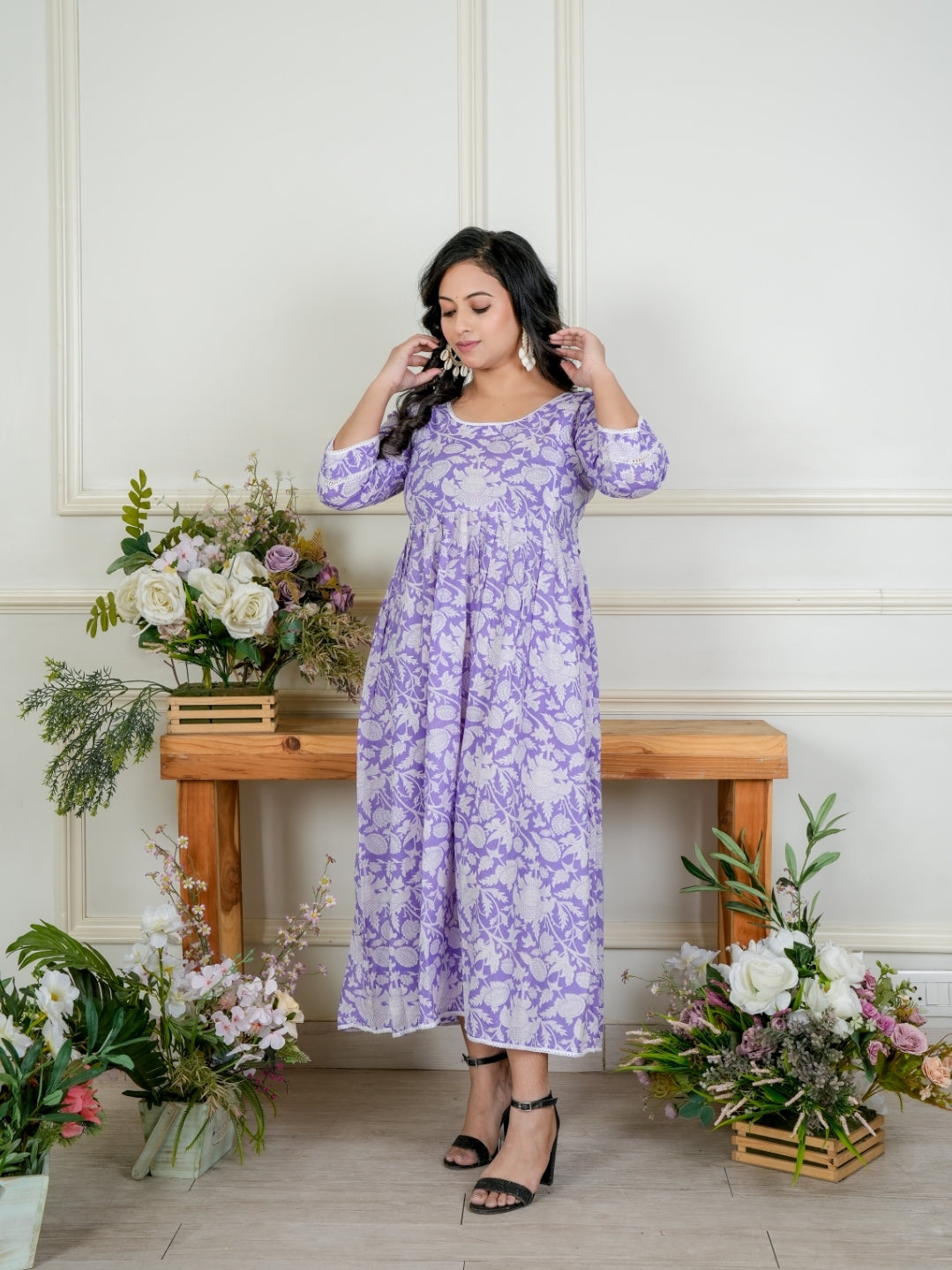 Lavender Blossom A-Line Floral Casual Kurti Combo – Motherhood