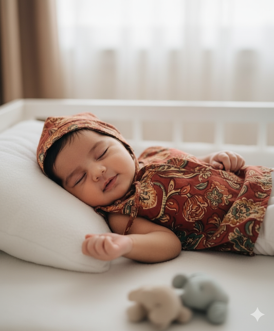 Matching Terracotta Hand block print Mom & Baby Outfit