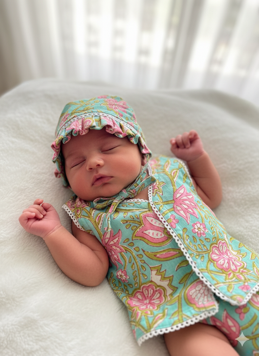 Pink Nursing Kaftan & Jaipur Floral Baby Outfit