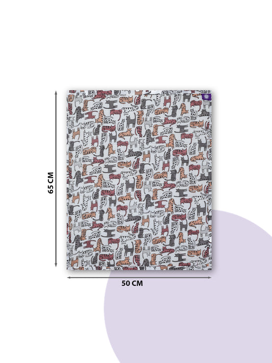 Cotton Baby Nappy Changing Mat Combo β Pack of 3 (Grey Brown Cat + Grey Yellow Cat + Blue)