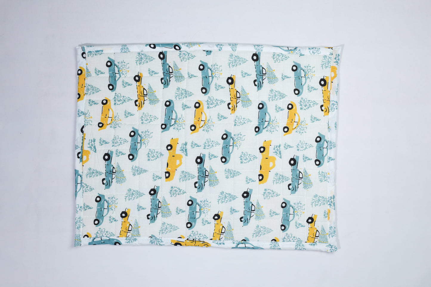 Baby Nappy Changing Mat Combo – Pack of 2 (Lavender Peach Car + Teal Yellow Car)