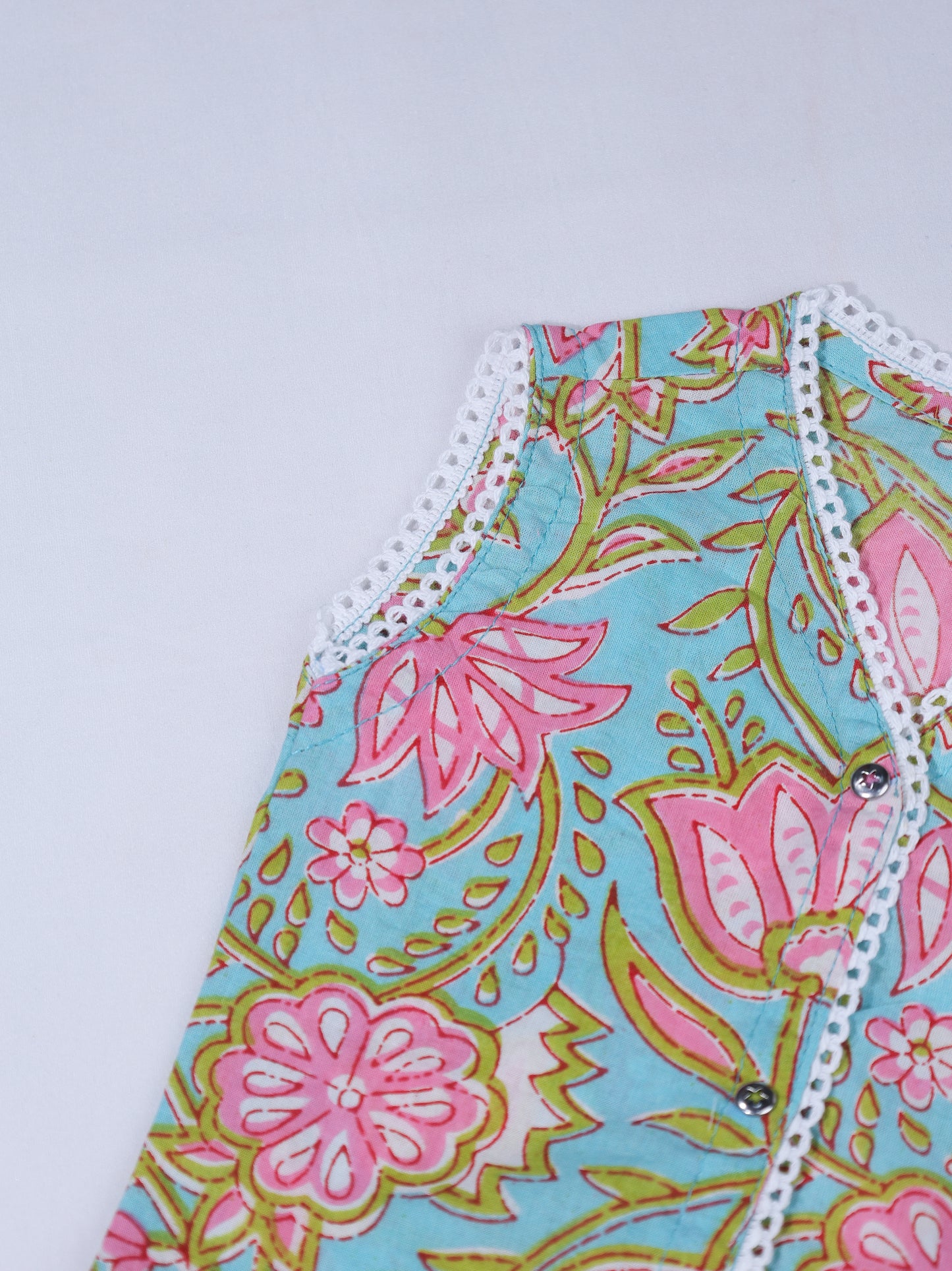 Floral Block Print Baby Vest and Bonnet