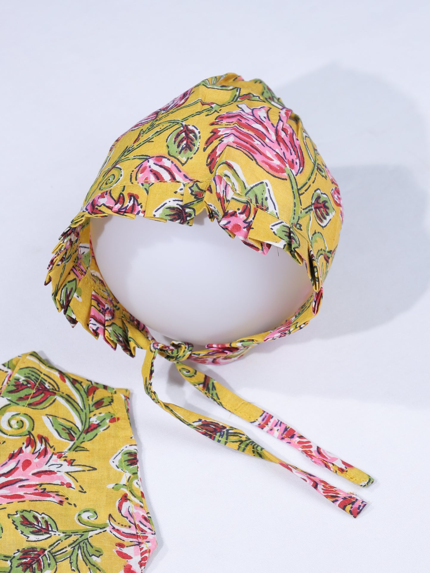 Sunshine Yellow – Newborn Cotton Dress & Cap Set