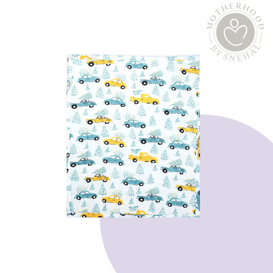 Cotton Baby Nappy Changing Mat Combo β Pack of 3 (Lavender Peach Car + Teal Yellow Car + Grey Brown Cat)
