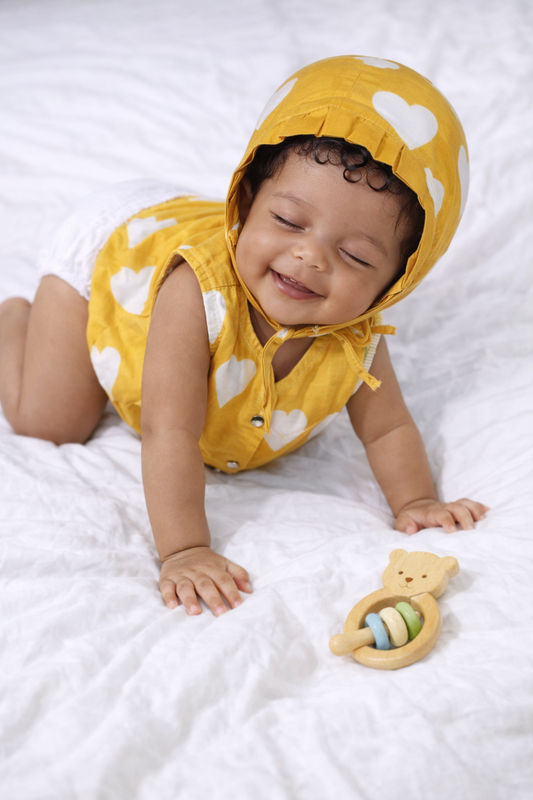 Matching Yellow Mom & Baby Combo - Nursing Kaftan & Romper Set