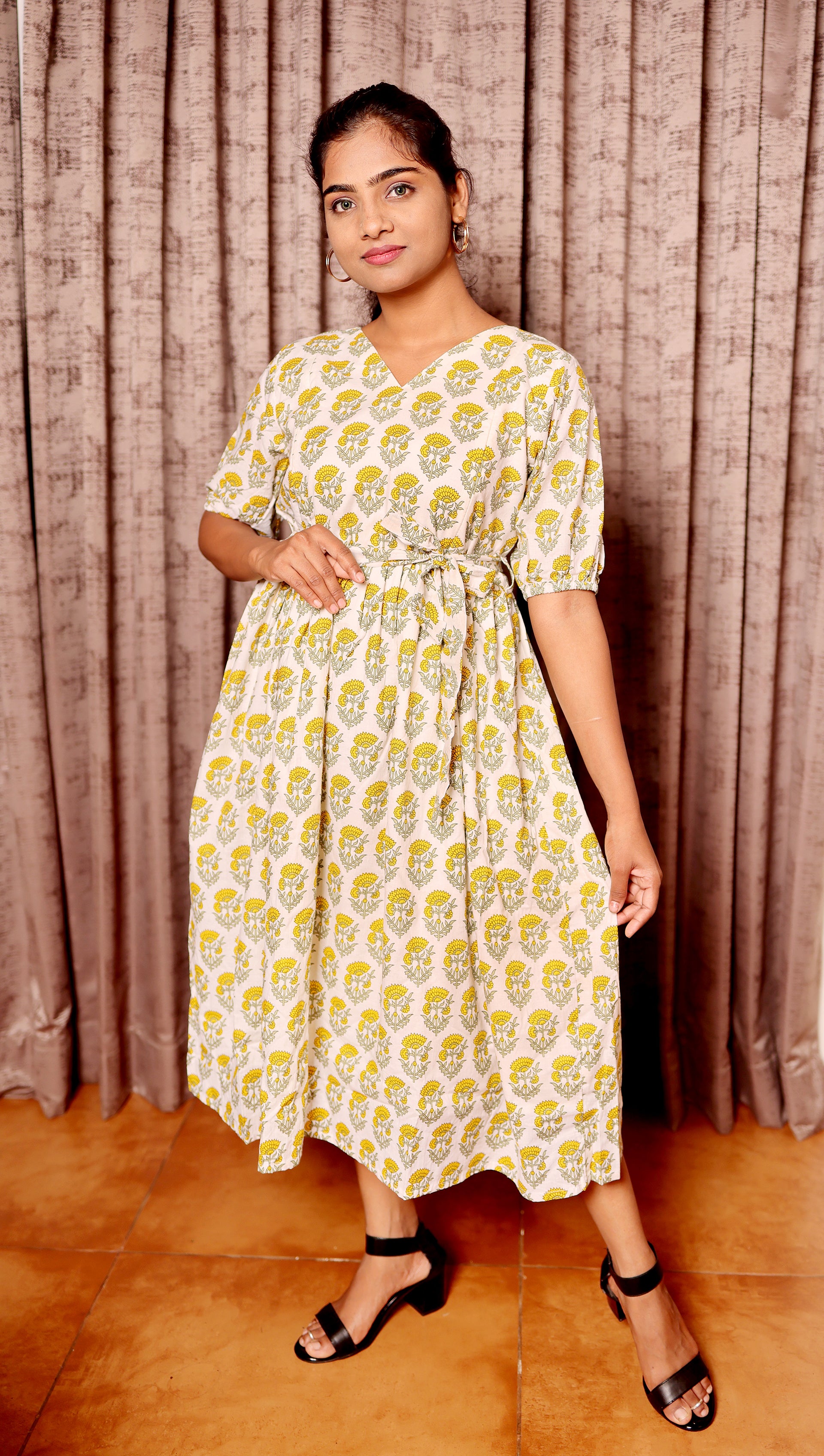 Yellow Marigold Midi Dress