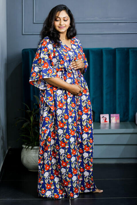 Ocean blue maternity kaftan