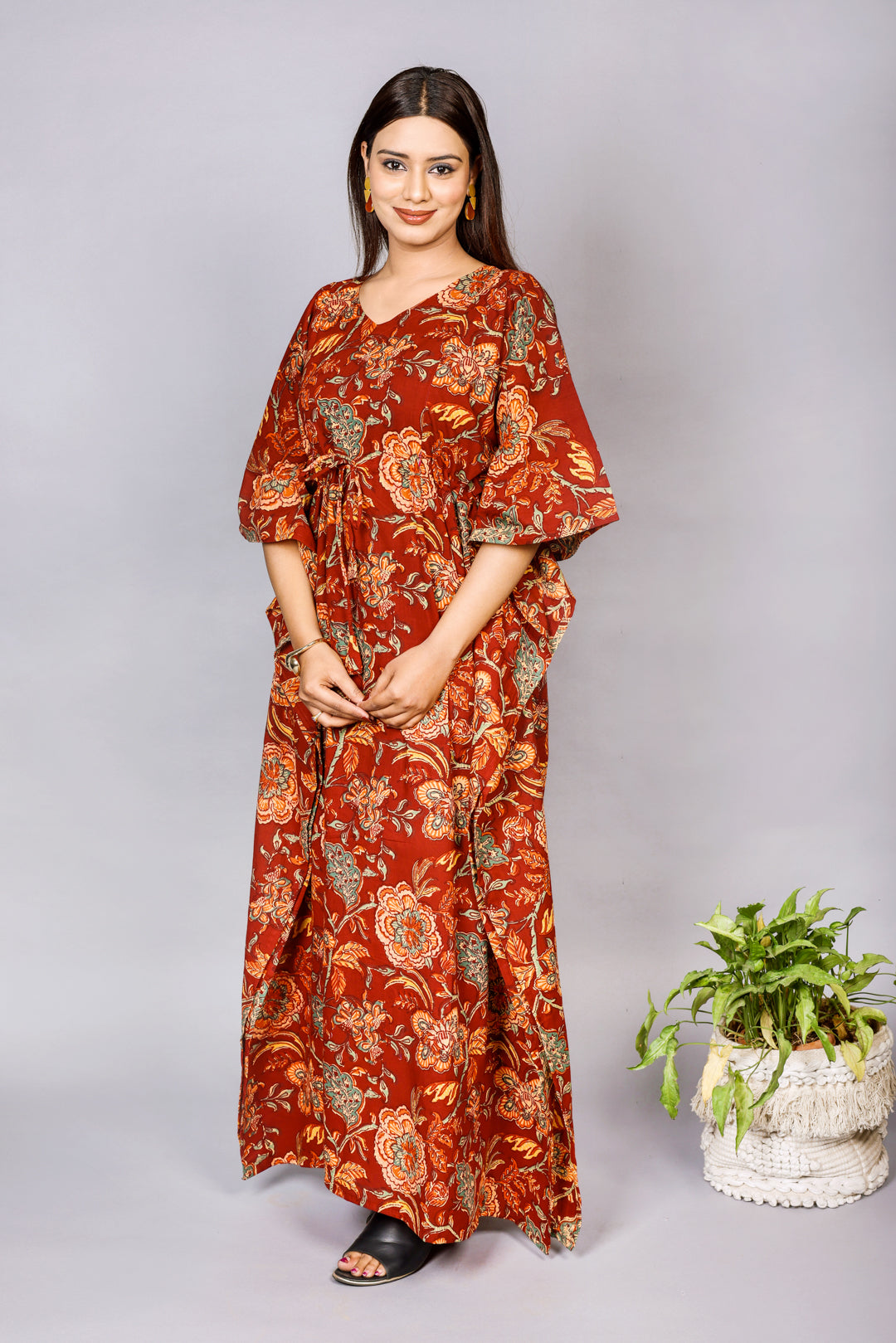 Matching Terracotta Hand block print Mom & Baby Outfit