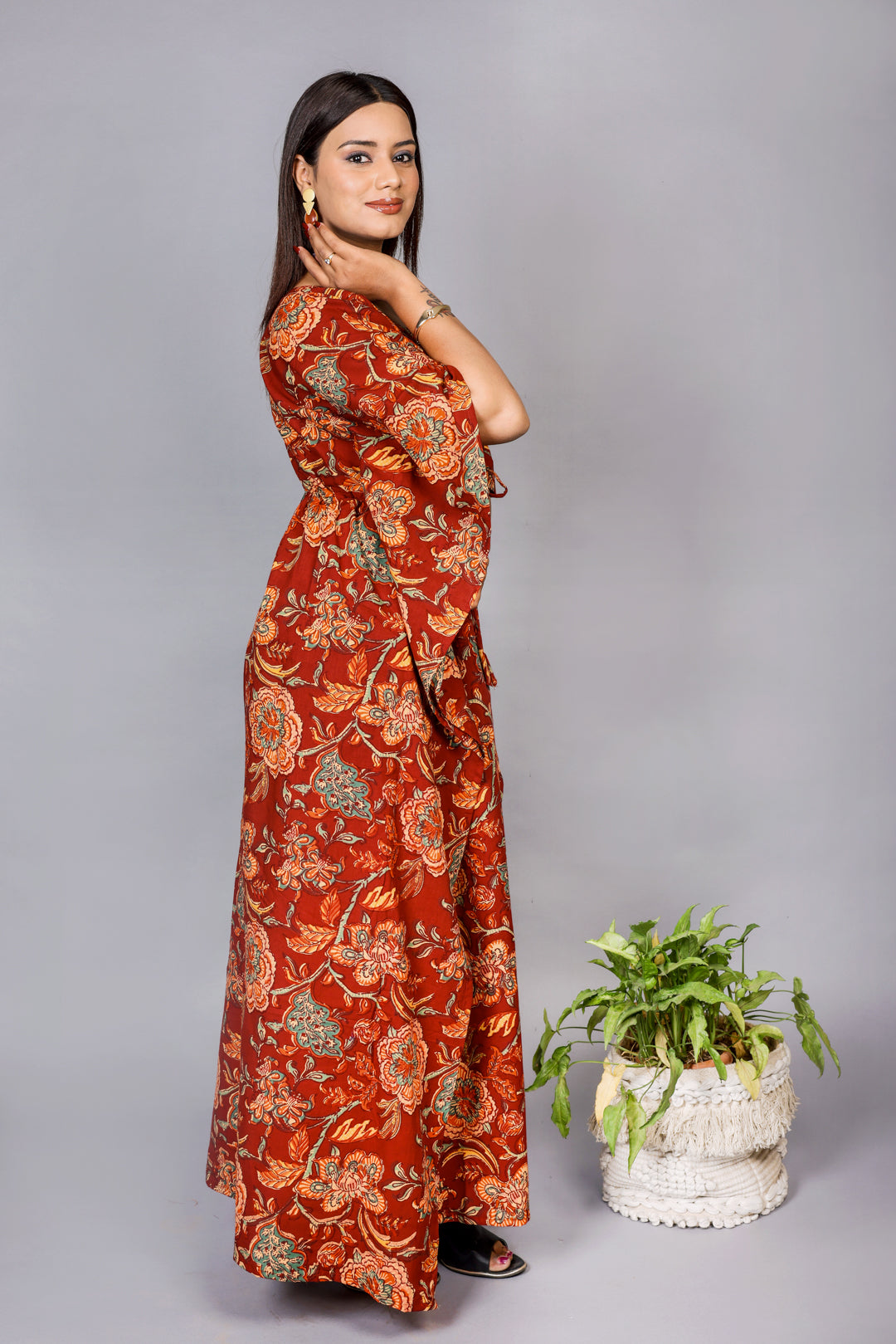 Matching Terracotta Hand block print Mom & Baby Outfit