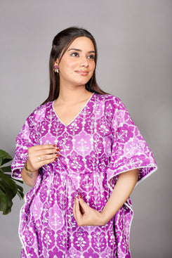 Purple Floral Maternity Kaftan and Newborn Jabla Combo