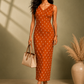 Rust Orange Bodycon Maxi Dress