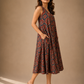 Indigo Rust Floral Midi Dress