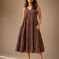 Indigo Rust Floral Midi Dress