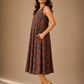 Indigo Rust Floral Midi Dress