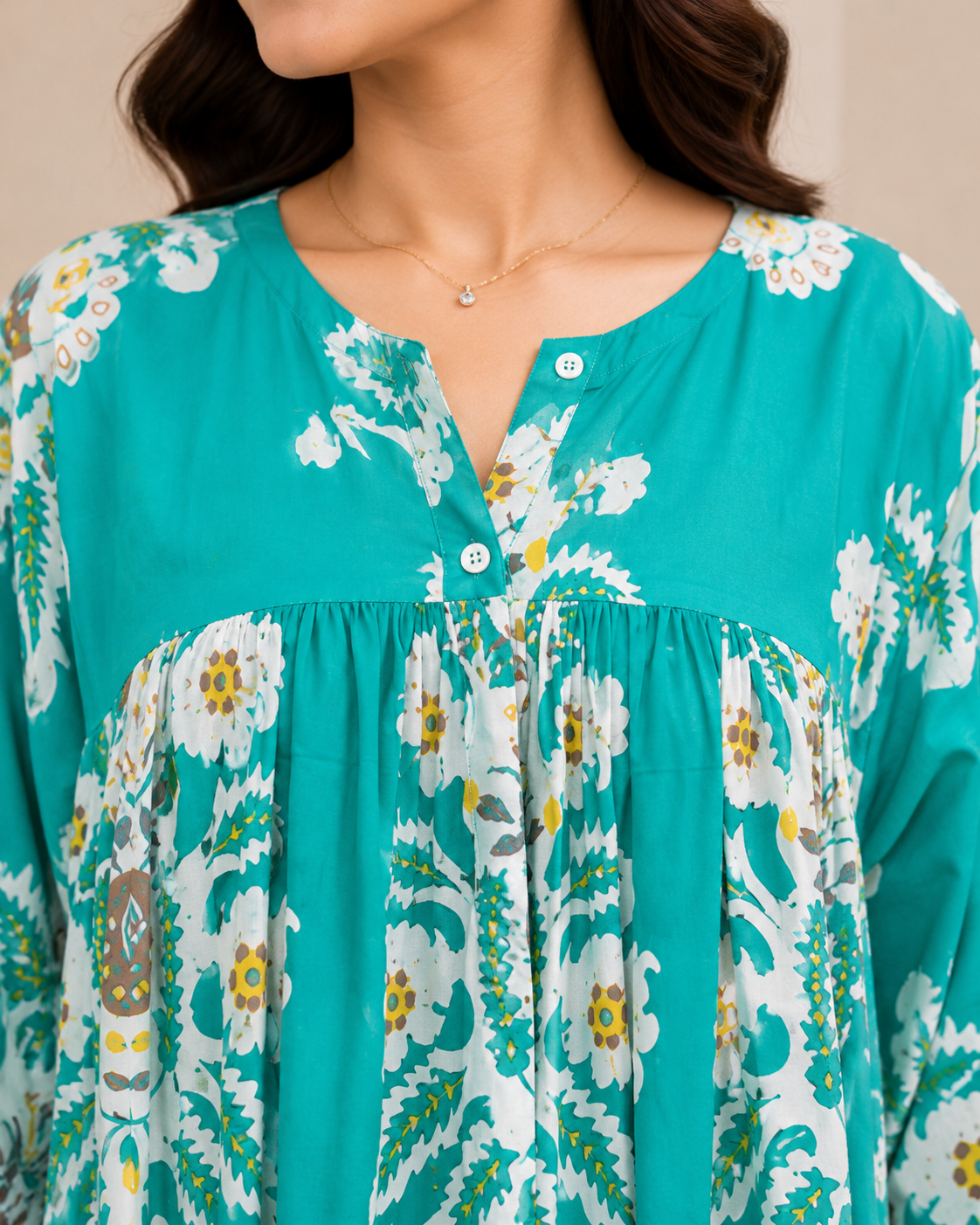 Turquoise Floral Home Dress