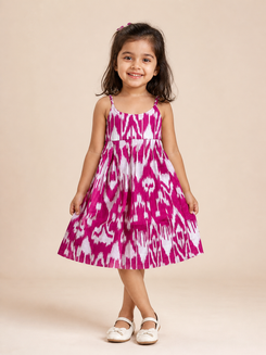 Pink Twirl Ikat Dress
