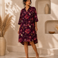 Wine Blossom Maternity Shirt Midi Dress