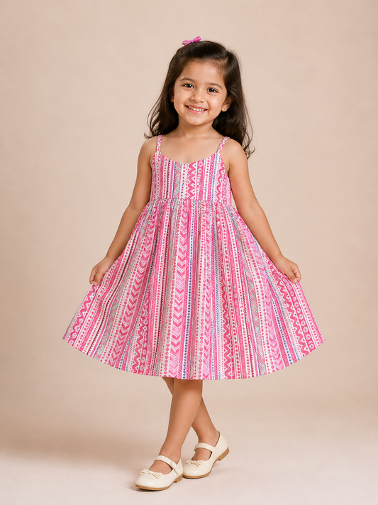 Pink Stripe Twirl Dress