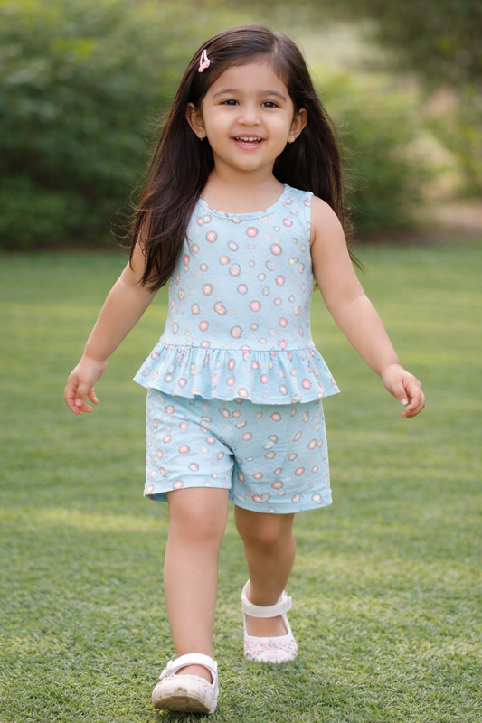Girls Sky Blue Dress – Trendy & Comfortable