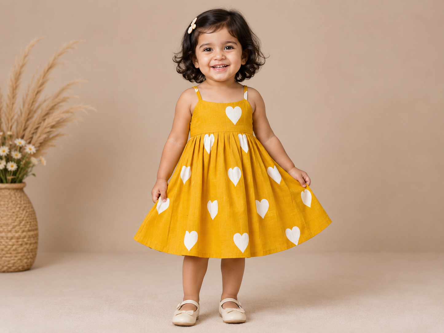 Yellow Heart Toddler Dress