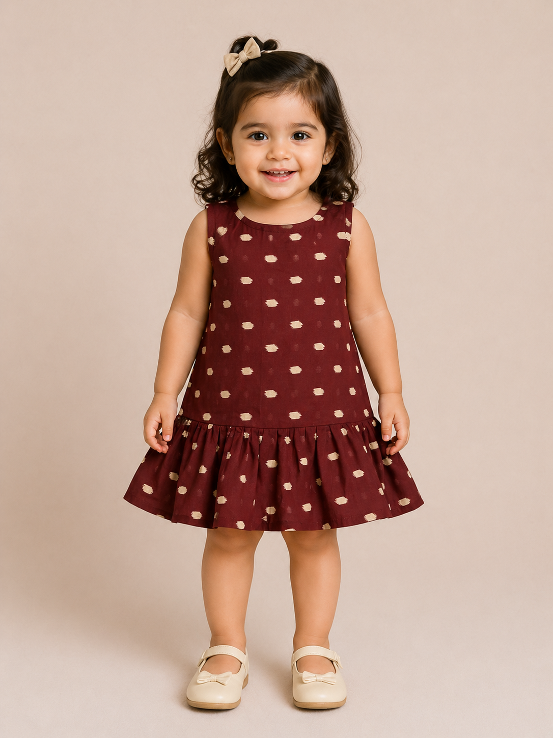 Maroon Dot Twirl Dress