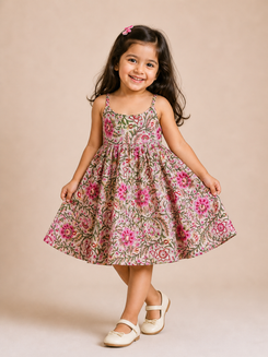 Beige Garden Twirl Dress