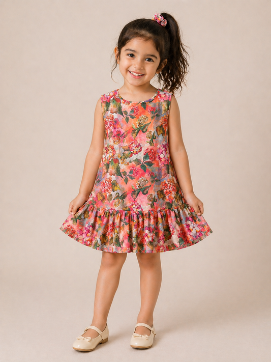 Floral Breeze A-Line Dress for Girls