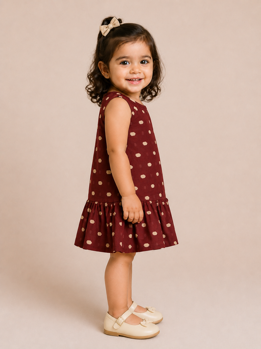 Maroon Dot Twirl Dress