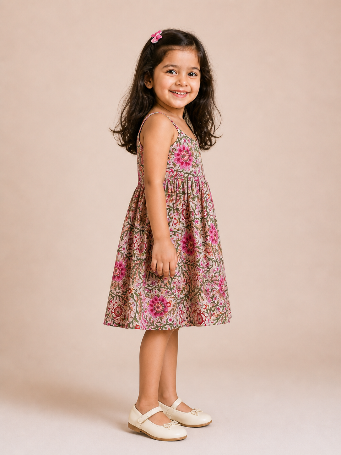 Beige Garden Twirl Dress
