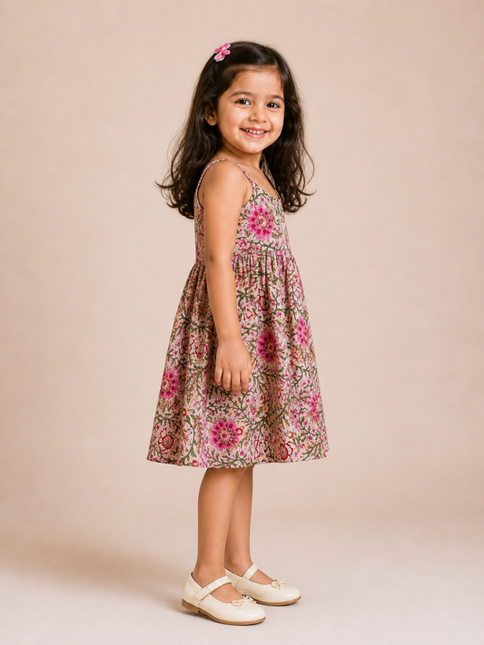 Beige Garden Twirl Dress