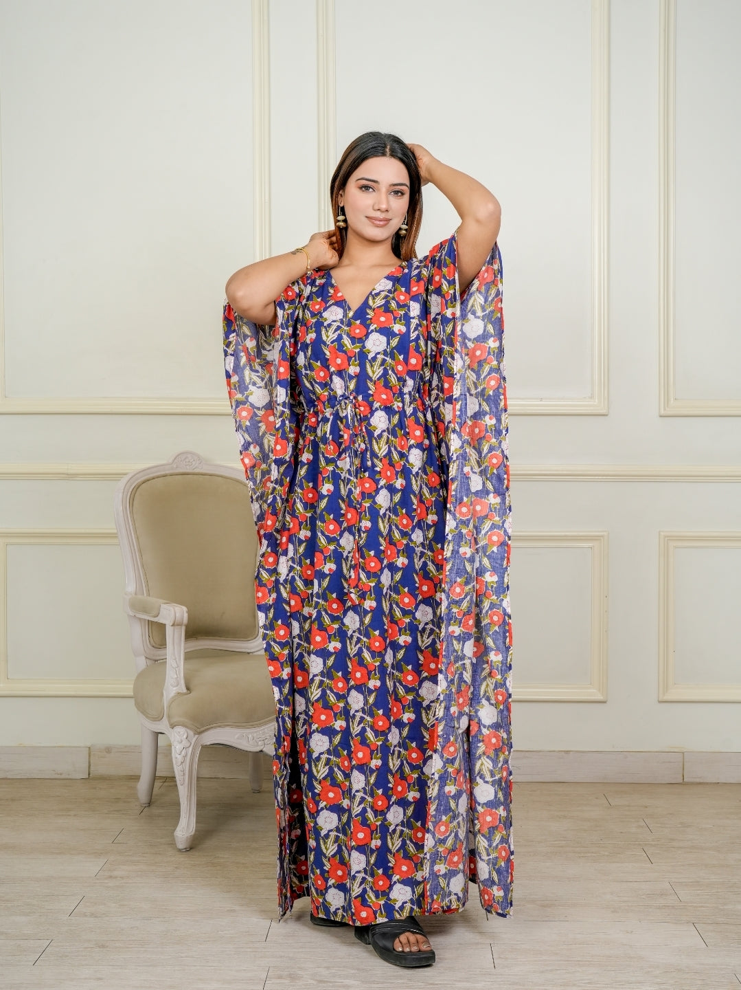 Ocean blue maternity kaftan